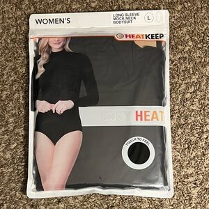 HeatKeep Black Long Sleeve Mock Neck Bodysuit